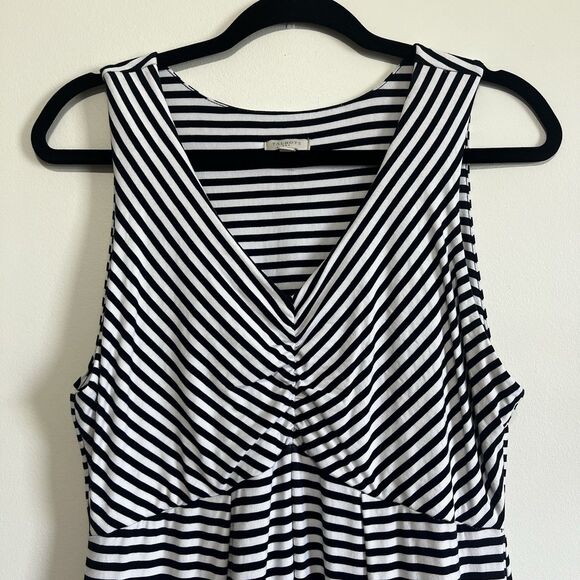 Talbots Sleevless Maxi Dress Navy White Stripes Sz M Stretch Summer Beach - Picture 2 of 8